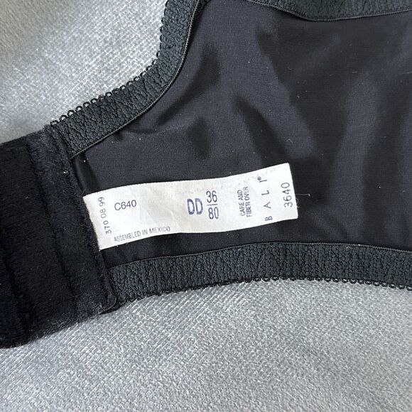 Vintage Bali Bra 36DD Stretch Satin Unlined Underwire Style 3640 Lace Black - Picture 8 of 10